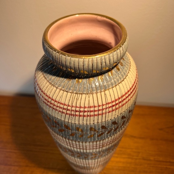 Aldo Londi Bitossi Seta Mid Century Modern Italian Vase Blue White Signed 12” - Picture 5 of 8